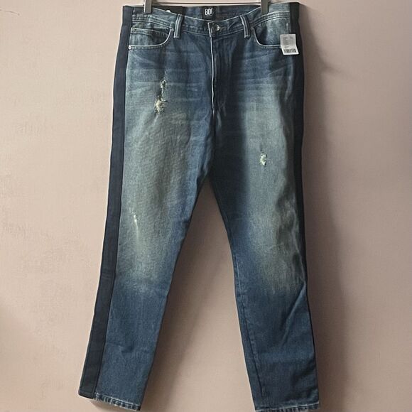 Urban Outfitters BDG Men's Faux Suede Side Slim Medium Wash Blue Jeans Sz 34 NWT - Picture 10 of 14